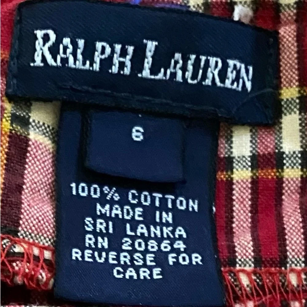 Ralph Lauren Girl’s Sz 6 100% Cotton‎ Red Plaid Jumper